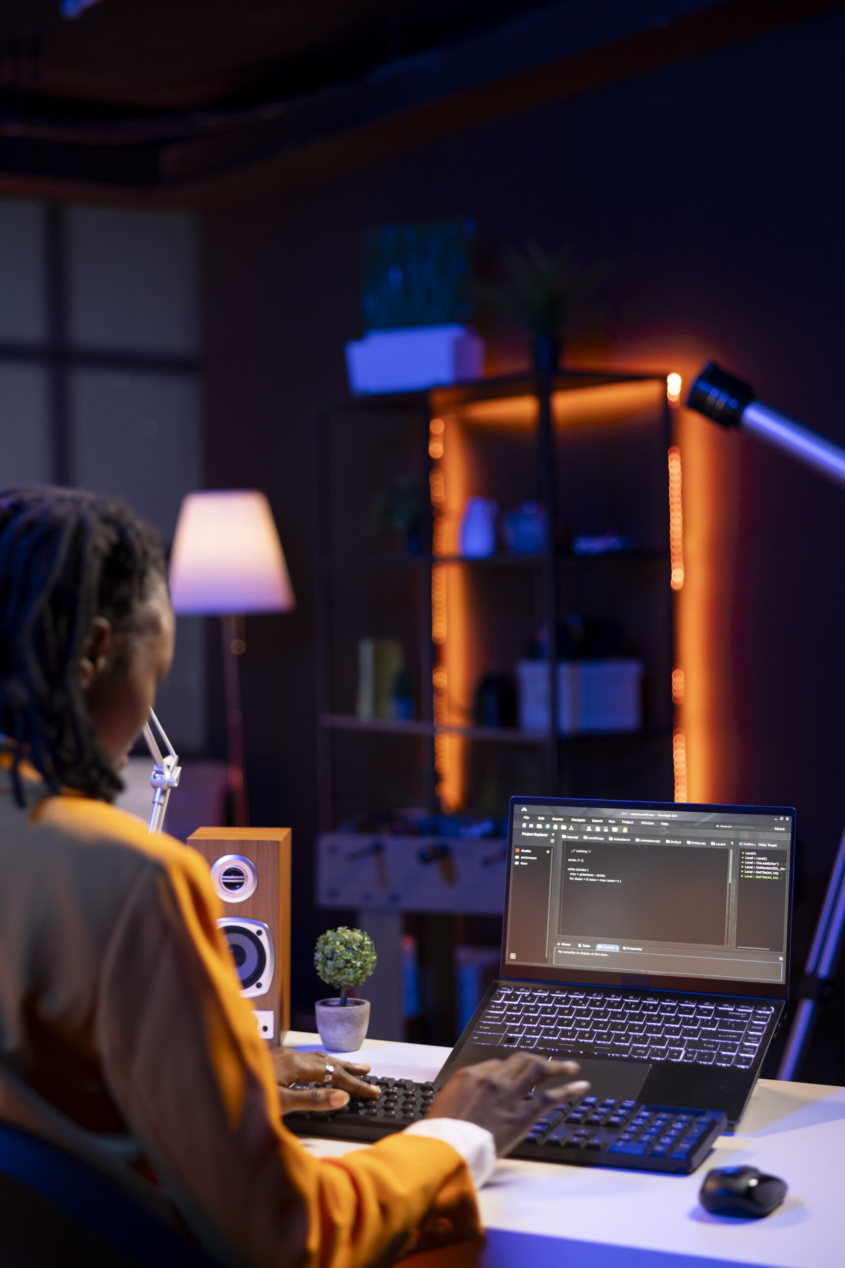 menu-02 Computer Scientist Writes Code Laptop Screen While Apartment Office Scaled