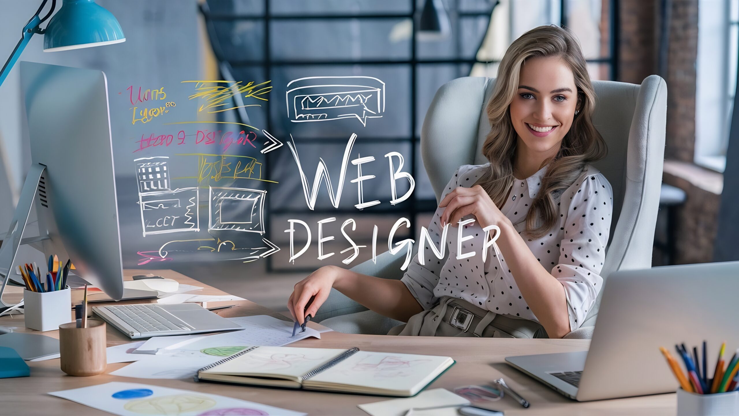 menu-03 Female Web Designer Office With Notebook Scaled